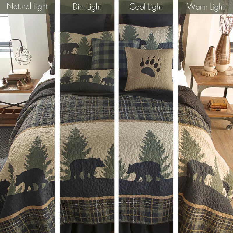 Donna Sharp Twin Polyester Bedding Set - 2 Piece - Bear Walk Plaid Lodge Quilt Set with Twin Quilt and One Standard Pillow Sham - Machine Washable - Perfect for Rustic Decor - Image 5